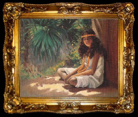 framed  Helen Thomas Dranga Portrait of a Polynesian Girl, ta009-2